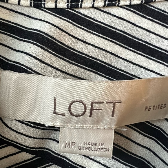 LOFT Navy and White Striped Blouse - Picture 4 of 6